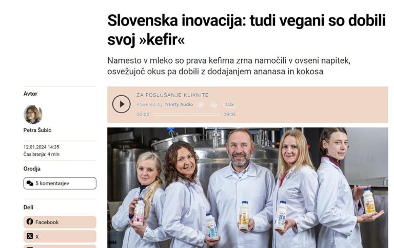 Slovenska inovacija: tudi vegani so dobili svoj »kefir« - časnik Finance